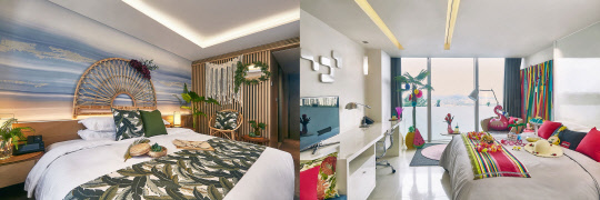 코로나19 영향에 호텔에서 휴가를 보내는 '호캉스'를 선택하는 소비자들이 늘고 있다. 사진은 워커힐호텔의 하와이·발리 컨셉트 룸.  워커힐 제공